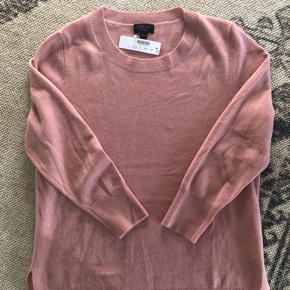 NWT J. Crew cashmere 3/4 sleeve crew neck sweater